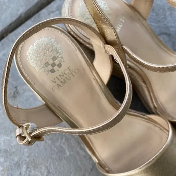 Nordstrom Vince Camuto Marybell Leather Wedge Sandals in Gold - Picture 8 of 11